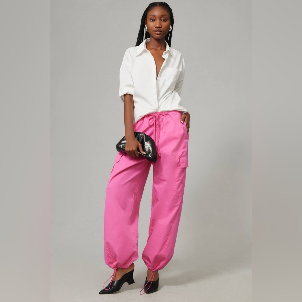 NWT Good American Parachute Pants Malibu Pink